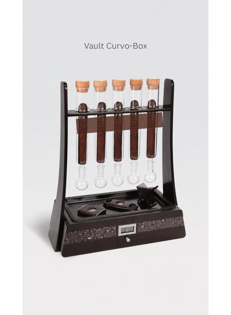 SikarInfuse Vault Curvo Holder: The Handmade Curved Precision Luxury Wood Vault, Perfect Gift for Men - Image 1