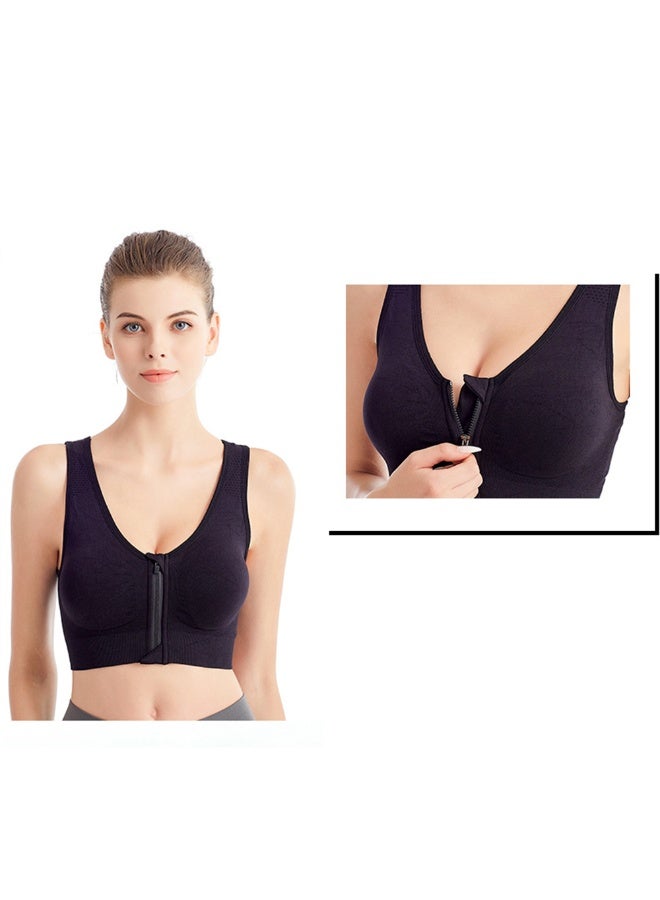 Women Breathable Wireless Sport Bra With Front Zipper Wireless Comfy Active Yoga Workout Running Gym Bras Medium Support - Image 3
