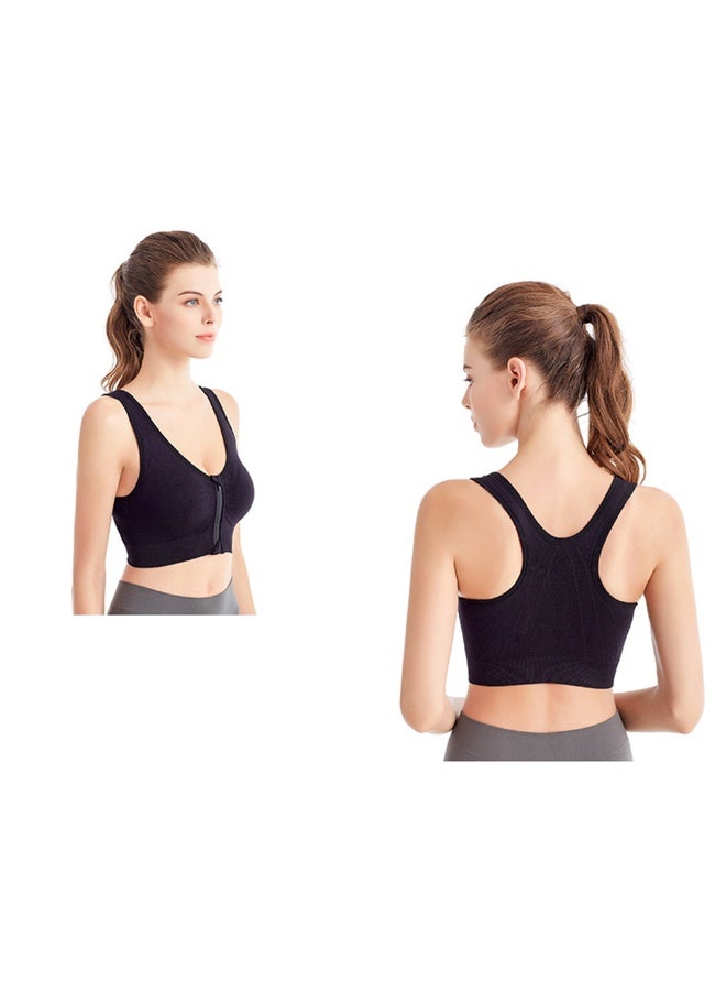 Women Breathable Wireless Sport Bra With Front Zipper Wireless Comfy Active Yoga Workout Running Gym Bras Medium Support - Image 2