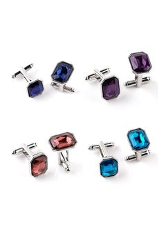 4 Pairs Cufflinks Set, fashion Cufflinks Set for Men, Women, Tuxedo Shirt Studs Fits Business Wedding Party Jewelry Gift