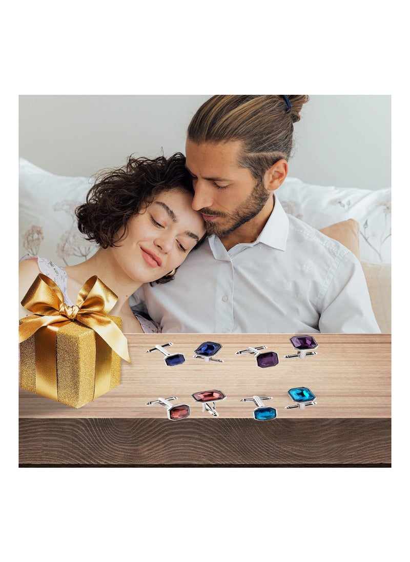 SYOSI - 4 Pairs Cufflinks Set, fashion Cufflinks Set for Men, Women, Tuxedo Shirt Studs Fits Business Wedding Party Jewelry Gift - Image 1