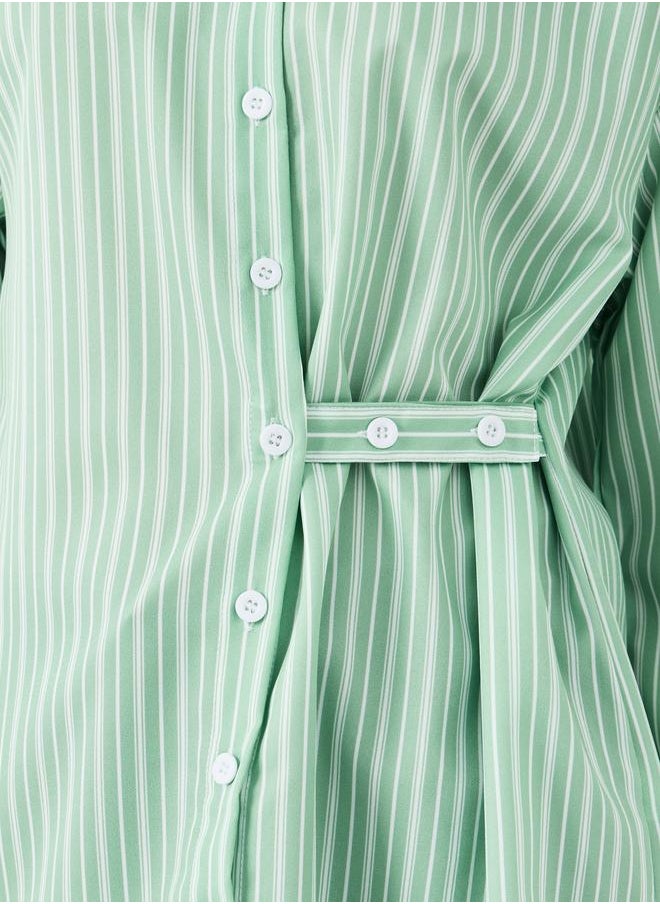 Take Two Take Two Stripes Mandarin Collar Buttoned Blouse  - Image 3