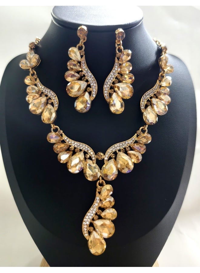 NIBEMINENT Luxurious Teardrop Gemstone Jewelry Set