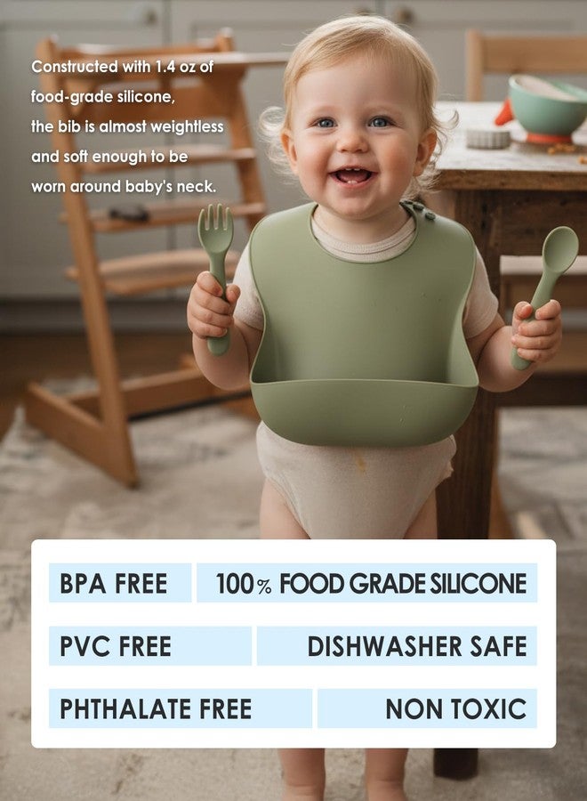 Tiny Marvels Silicone Baby Bibs Set of 3, Adjustable & Dishwasher Safe, Easy Clean Toddler Bibs with Food Catcher Pocket - Image 4
