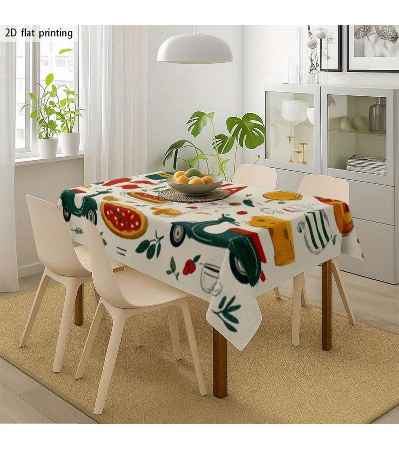 مفرش طاولة كلاسيكي إيطالي للطهي بتصميم ثنائي الأبعاد مسطح مقاس 140 × 200 سم قابل للغسيل في الغسالة - Image 5
