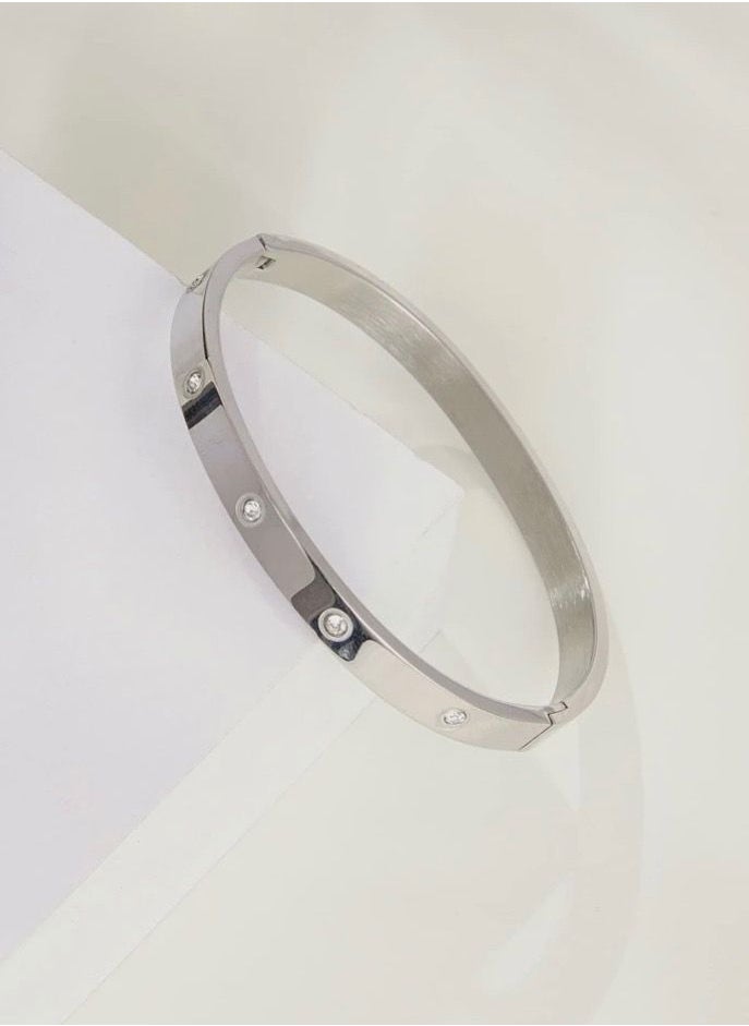sixtyfour Elegant Silver Stainless Steel Bracelet For Women  - Image 2