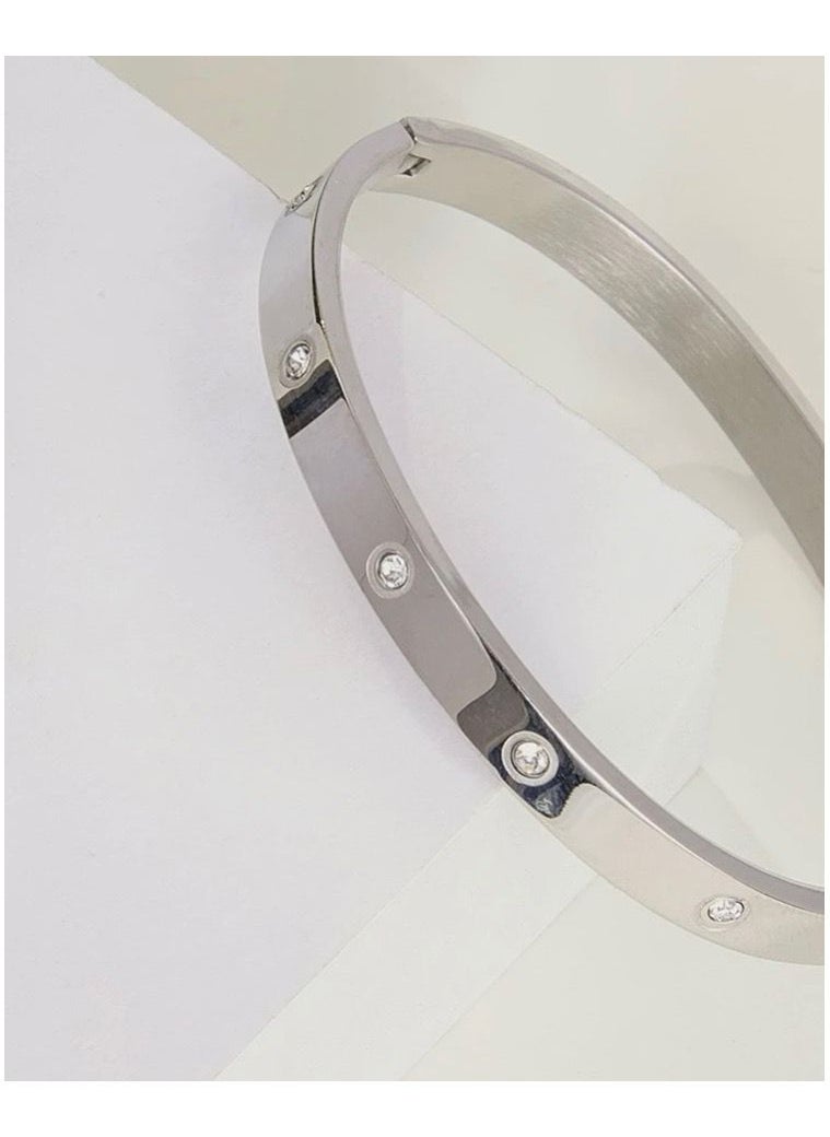 sixtyfour Elegant Silver Stainless Steel Bracelet For Women  - Image 3