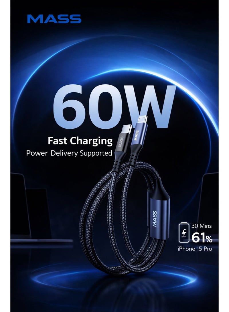 ماس كابل USB-C مزدوج (2 في 1) من نوع USB-C إلى USB-C و Lightning، بطول 1.2 متر، يدعم الشحن السريع ونقل البيانات لأجهزة USB-C، سلك نايلون مضفر متين، متوافق مع أجهزة MacBook و Samsung Galaxy وغيرها، أسود، ضمان محلي لمدة عام - Image 5