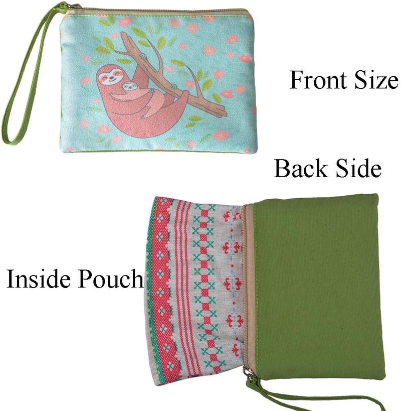 Rantanto Small Cute Cash Coin Purse, Canvas Change Purse, Kawaii Coin Pouch With Handle Christmas Gift For Women Teenager Girls (BG0002 Sloth) - Image 3