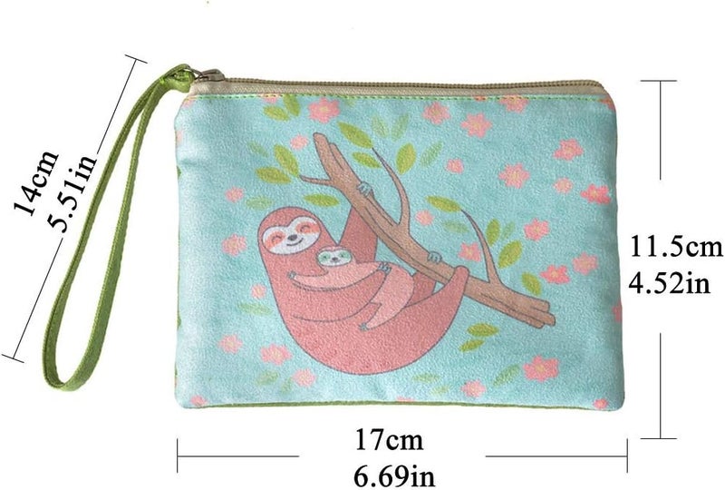 Rantanto Small Cute Cash Coin Purse, Canvas Change Purse, Kawaii Coin Pouch With Handle Christmas Gift For Women Teenager Girls (BG0002 Sloth) - Image 2
