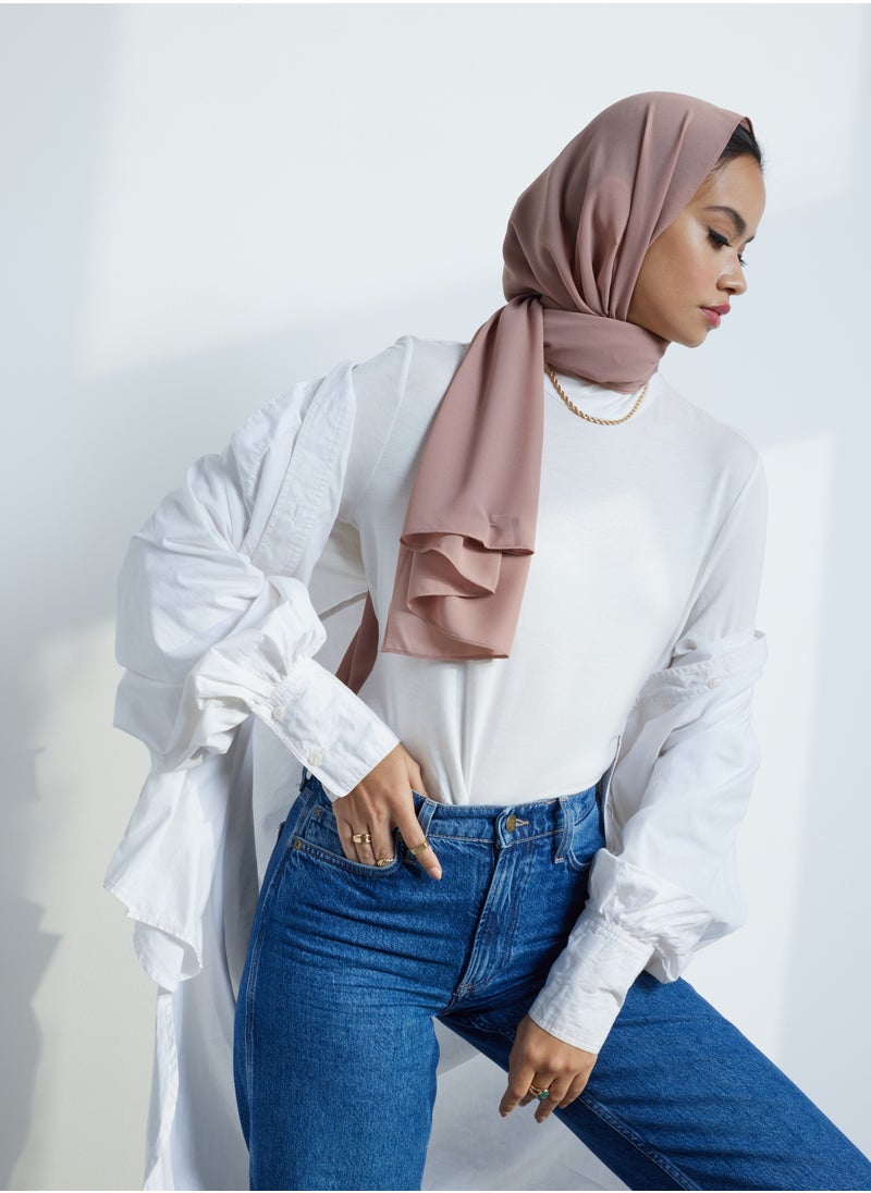 MODEST BEYOND - Luxury Mink Pink Chiffon Hijab - Image 1