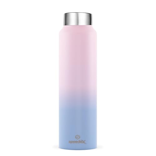 Speedex 1 Litre Stainless Steel Water Bottle - Dual Pink-Blue | Set of 3, Steel Cap | 1000 ml Bottle for Kids, Girls, Boys, School, Adults, Office, Gym - Image 2