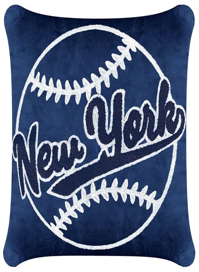 CLORURBANLIVE New York Baseball Full Embroidery Pillow Cover Outdoor Sports Decorative Pillow Covers for Home Bedroom Living Room Boys Room Decor Gift Pillowcase Square Cushion Covers - Navy 16x16 - Image 1