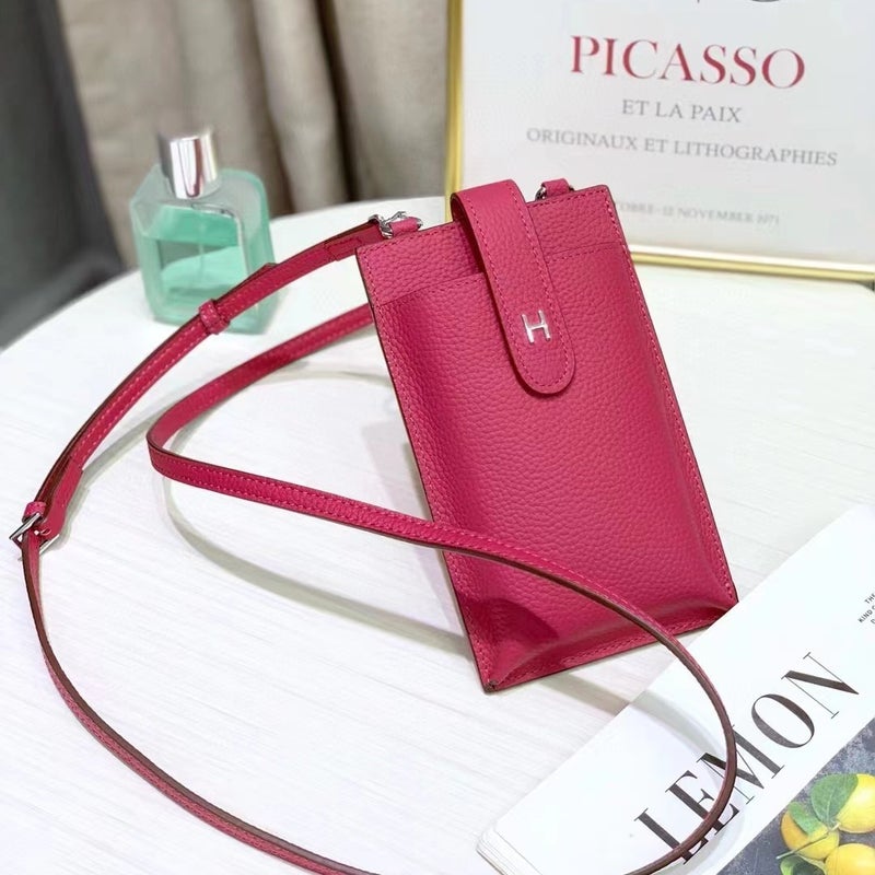 Top Layer Cowhide Mobile Phone Bag Fashionable Litchi Pattern Genuine Leather Women'S Small Bag Shoulder Crossbody Bag Mobile Phone Bag - Image 3