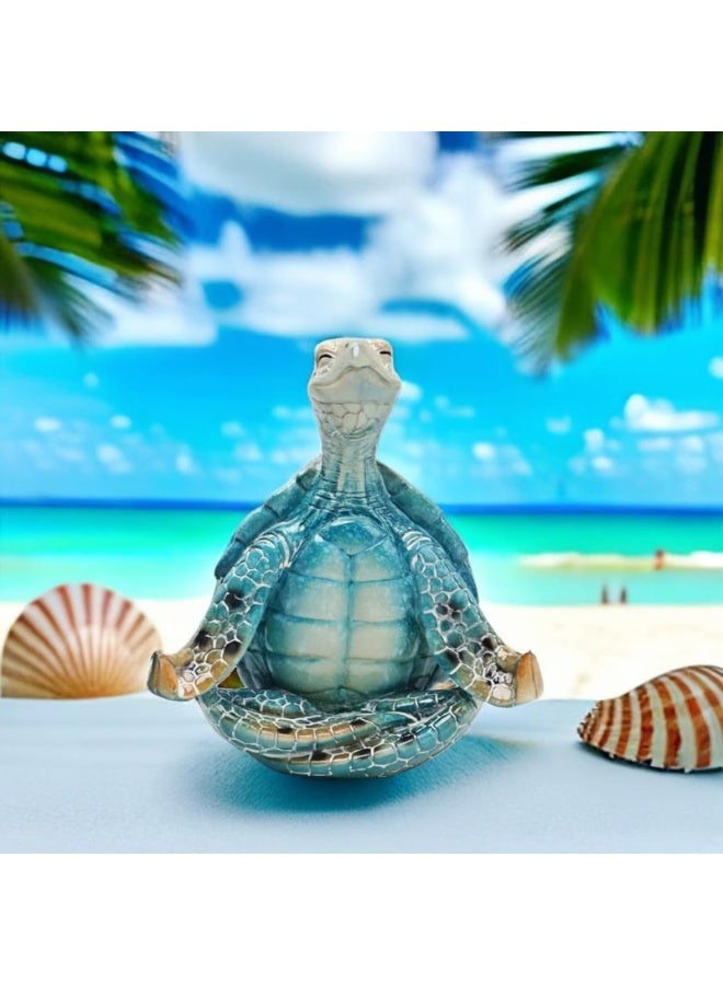 LAMAY Sea Turtle Meditation Yoga Decor, Garden Figurine Sea Turtle Meditating Coastal Beach Decorations, Zen Yoga Resin Statue for Home Office Decorations(Put The Palm Separate) - Image 5