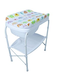 MUMS PLANET 2 in 1 Portable Changing Table for Baby and Baby Bathtub from MUMS PLANET, Foldable Baby Changing Table with Storage, Diaper Changing Station for Nursery, Small Infant Changing Table with Wheels & 3-Level Adjustable Height  - Image 1
