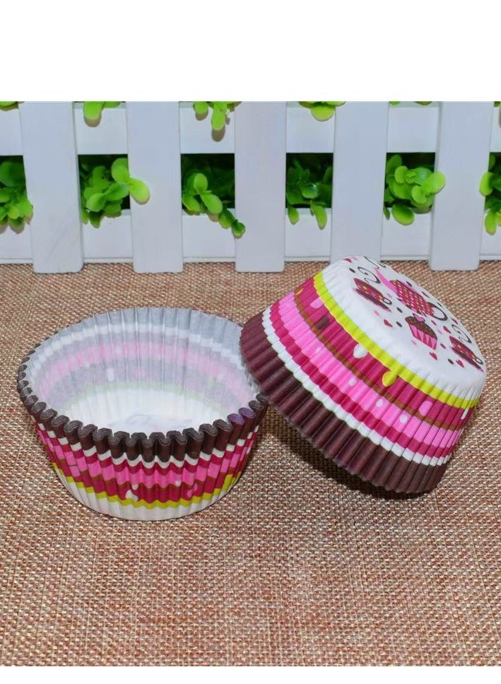 100Pcs/set  Cupcake Baking Paper Cases Cake Box,Disposable Muffins Baking Cupcake Mould 6.8x5x3cm - Chocolate Cake - Image 1