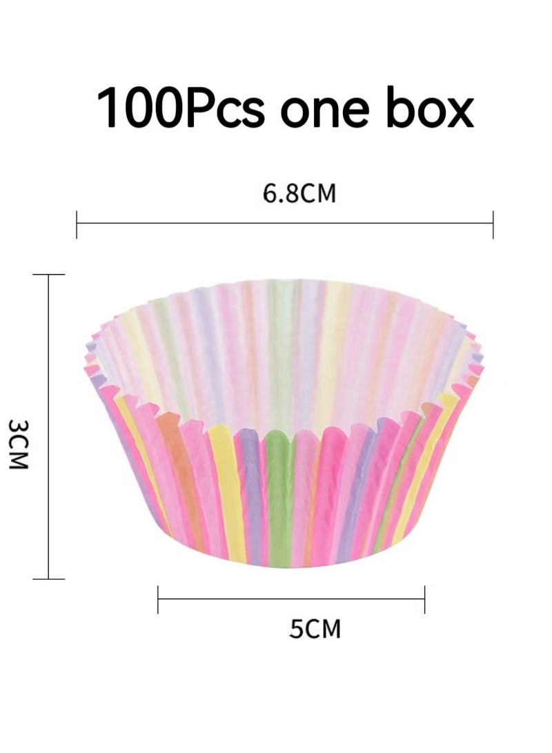 100Pcs/set  Cupcake Baking Paper Cases Cake Box,Disposable Muffins Baking Cupcake Mould 6.8x5x3cm - Chocolate Cake - Image 2
