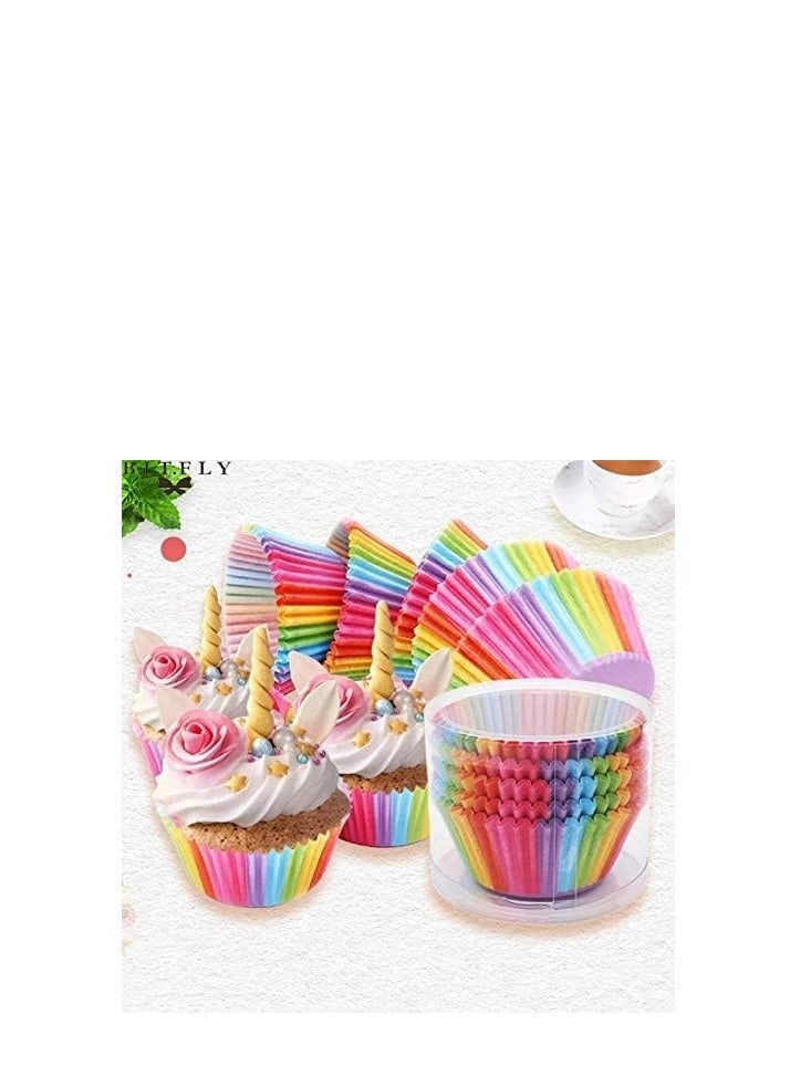 100Pcs/set  Cupcake Baking Paper Cases Cake Box,Disposable Muffins Baking Cupcake Mould 6.8x5x3cm - Chocolate Cake - Image 3