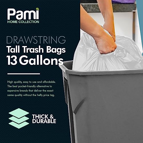 PAMI أكياس قمامة بيضاء بسحاب 13 جالون من بامي - عبوة 90 - أكياس بلاستيكية قوية إضافية - Image 5