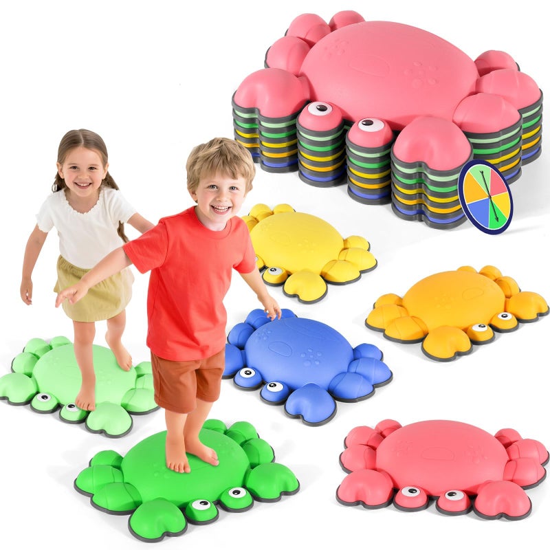 TOPNEW Crab Balance Stepping Stones for Kids 6PCS NonSlip Jumping Step Stones Toddler Floor River Stones Balance Blocks for Kids Coordination Motor Skills Indoor Outdoor Play Sensory Toys Pastel Color - Image 3