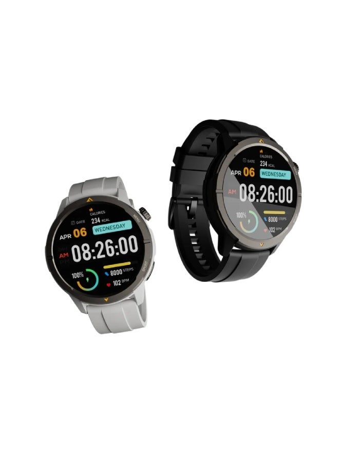 AGM ساعة AGM Legion الذكية المقاومه للصدمات وحجم 46 مم، شاشة AMOLED، مقاومة للماء حتى50 متر 5ATM، مقياس ارتفاع وبوصلة، مكالمات بلوتوث، أكثر من 100 وضع رياضي، مراقبة الصحة، وبطارية طويلة العمر –رمادي - Image 3