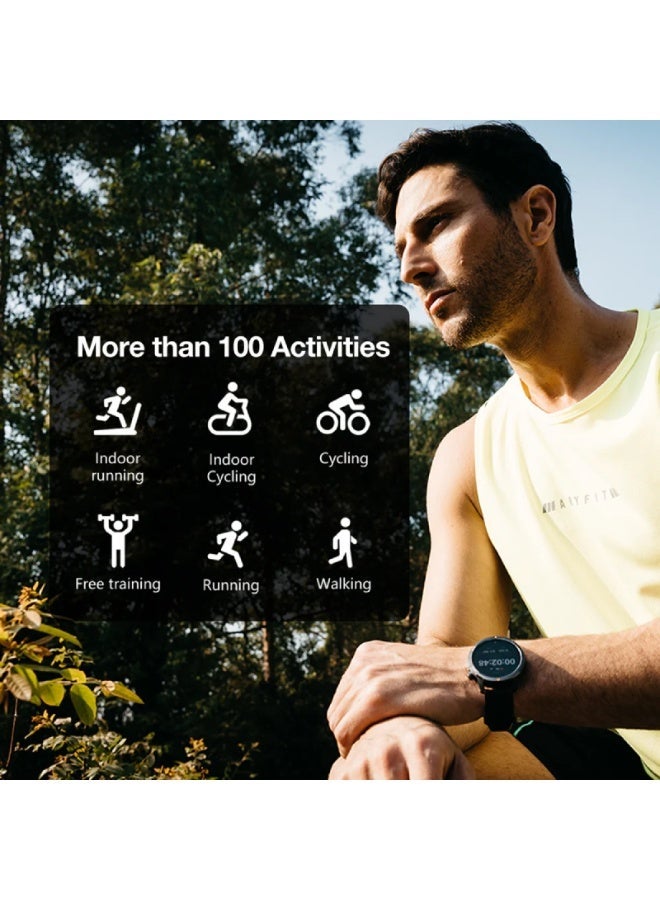 AGM ساعة AGM Legion الذكية المقاومه للصدمات وحجم 46 مم، شاشة AMOLED، مقاومة للماء حتى50 متر 5ATM، مقياس ارتفاع وبوصلة، مكالمات بلوتوث، أكثر من 100 وضع رياضي، مراقبة الصحة، وبطارية طويلة العمر –رمادي - Image 4