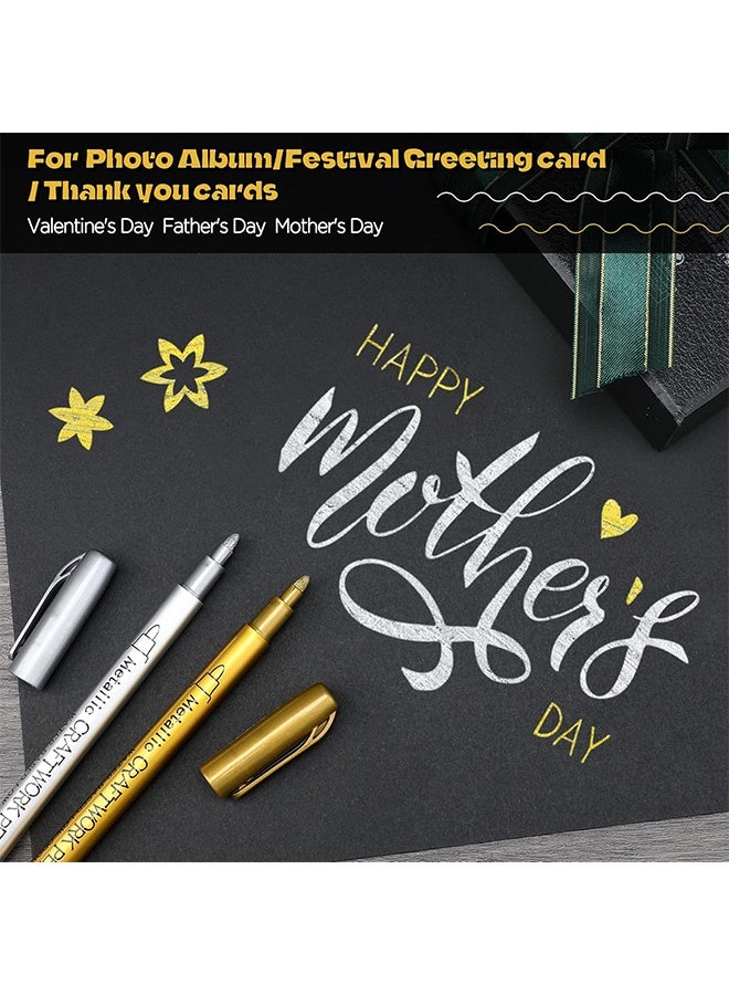 12 Pack Metallic Acrylic Paint Markers Set 6 Gold & 6 Silver Water-Based Extra-Fine 1.5mm Tip for Rock, Ceramic, Glass, Wood, Fabric, and Scrapbooking - Image 4