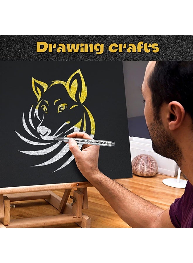 12 Pack Metallic Acrylic Paint Markers Set 6 Gold & 6 Silver Water-Based Extra-Fine 1.5mm Tip for Rock, Ceramic, Glass, Wood, Fabric, and Scrapbooking - Image 5