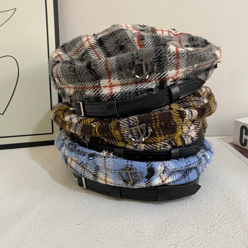 Plaid Beret Unisex European Casual Painter Hat - Image 2