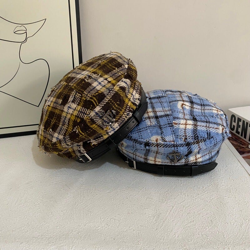 Plaid Beret Unisex European Casual Painter Hat - Image 3