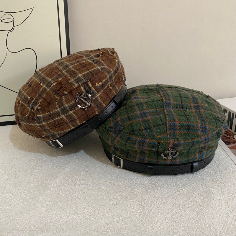 Plaid Beret Unisex European Casual Painter Hat - Image 4