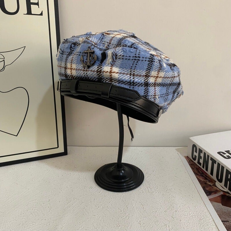 Plaid Beret Unisex European Casual Painter Hat - Image 1