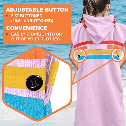 Suncube SUN CUBE Kids Changing Robe Surf Poncho, Kids Beach Towels, Hooded Towel For Toddler Bath Pool, Microfiber Quick Dry Wearable Towel Poncho with Hood, Swim Towel for Boys Girls 3-7 Years, Sunset Purple - Image 5