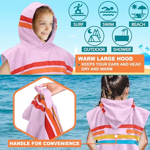 Suncube SUN CUBE Kids Changing Robe Surf Poncho, Kids Beach Towels, Hooded Towel For Toddler Bath Pool, Microfiber Quick Dry Wearable Towel Poncho with Hood, Swim Towel for Boys Girls 3-7 Years, Sunset Purple - Image 4