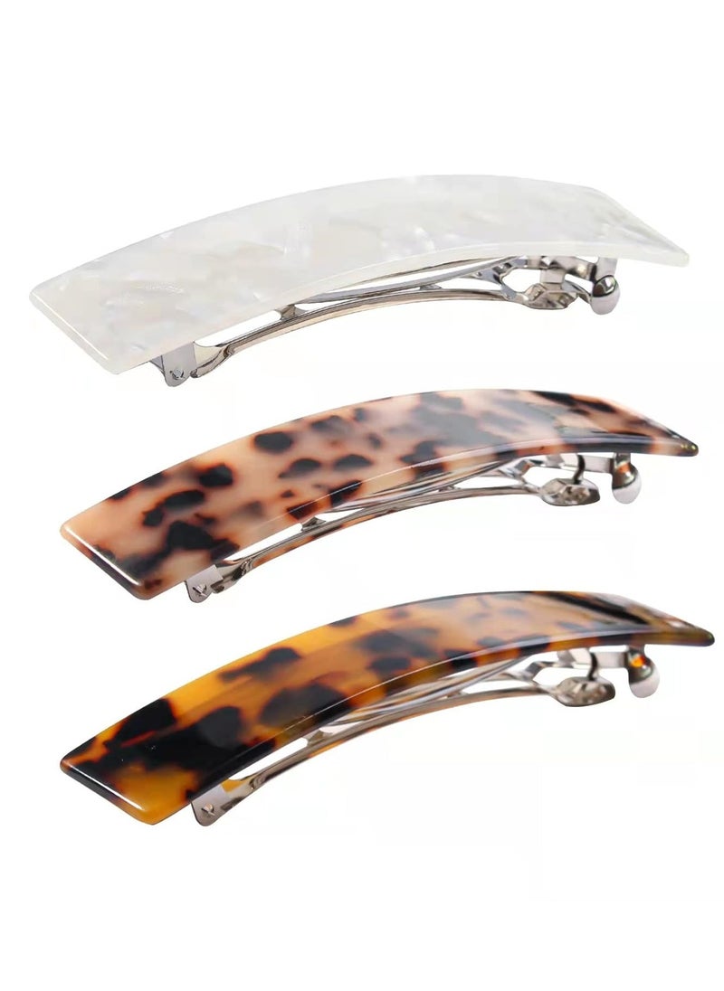 Jay Tortoise Shell Hair Barrettes for Women Ladies,Elegant French Design Barrettes Tortoise Shell Automatic Hair Clip for Medium and Thick Hair, barrettes for thick hair  - Image 1