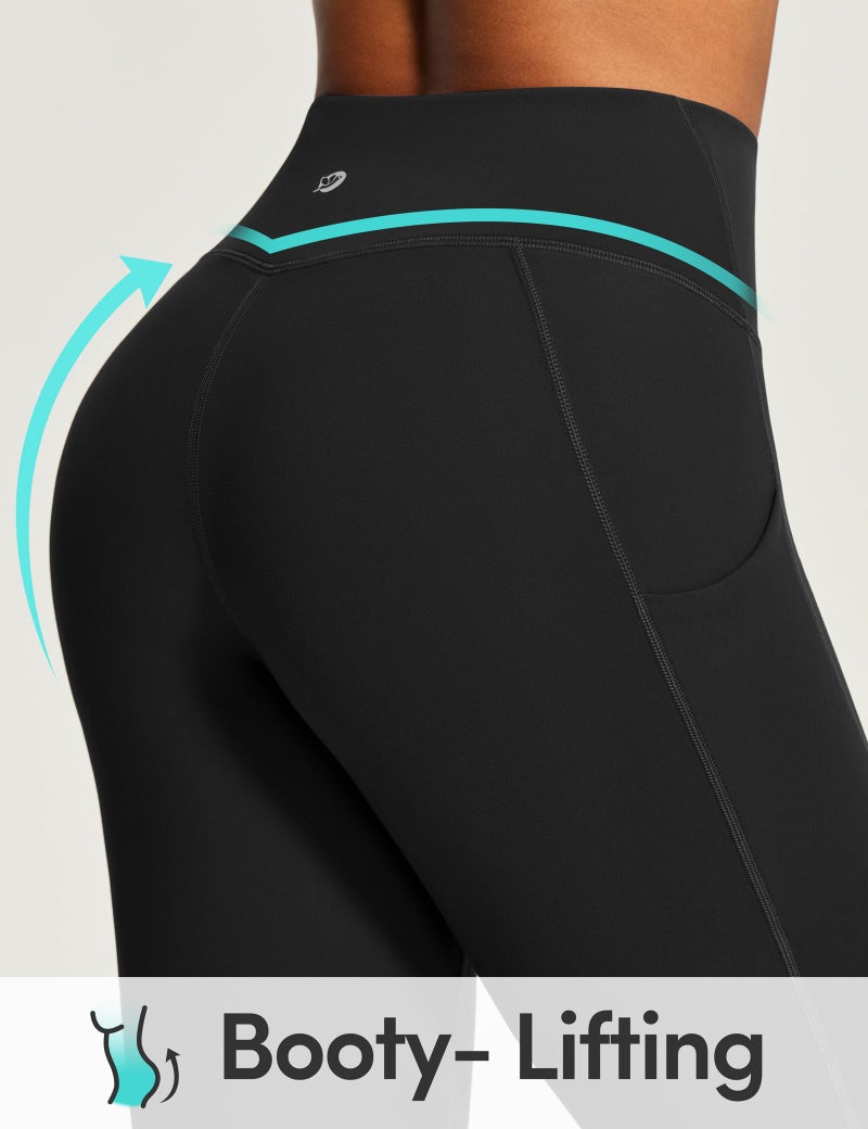 IUGA Capri Leggings for Women with Pockets Women's High Waisted Knee Length Capris Compression Yoga Pants Workout Leggings Black - Image 5