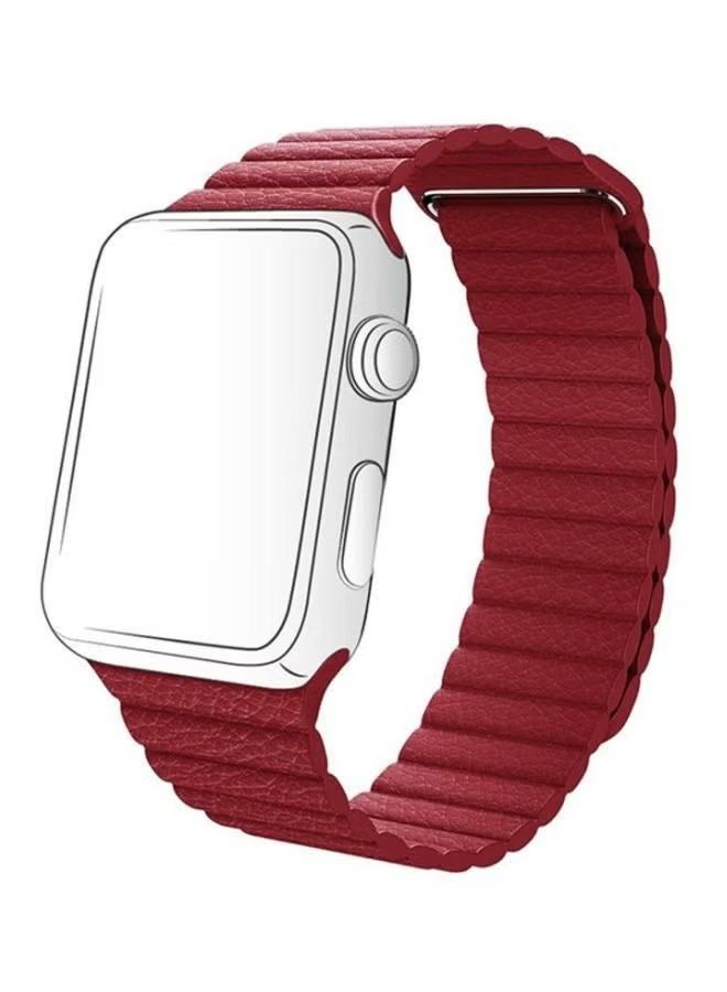 إيف حزام بديل جلدي لساعة أبل 41 ملم / 40 ملم / 38 ملم أحمر