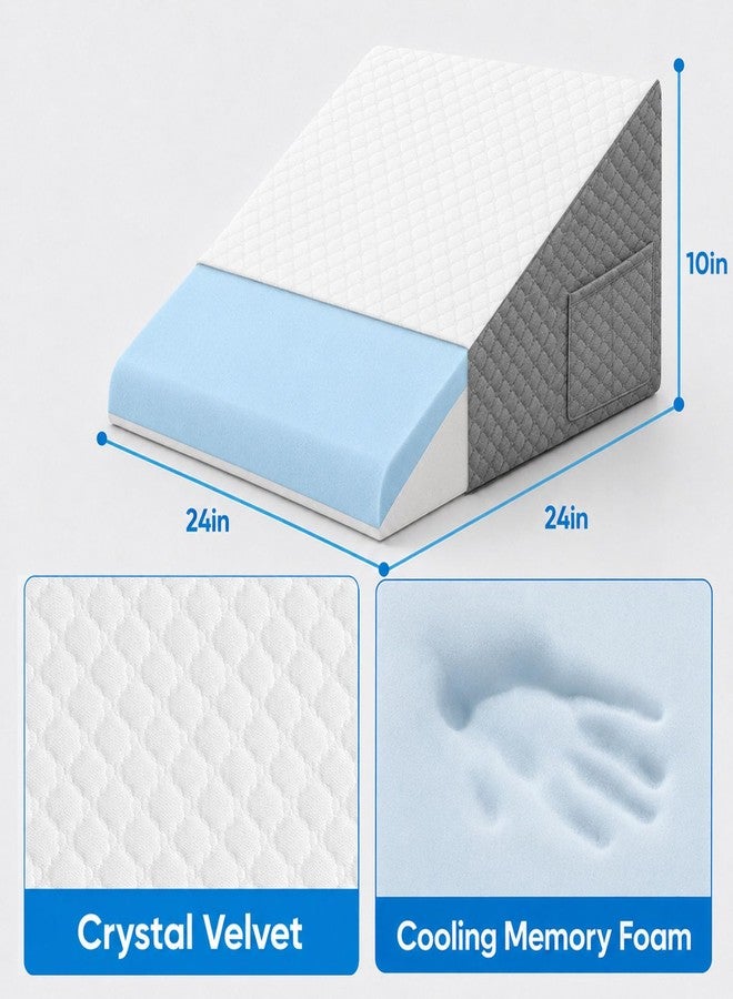 OAISZ Wedge Pillow for Sleep Apnea, 10 Inch Bed Wedge Pillow for Headboard, Pillow Wedge for Acid Reflux Relief, After Surgery, Sleeping, Back Pain Relief, Memory Foam Top, LightGrey - Image 3