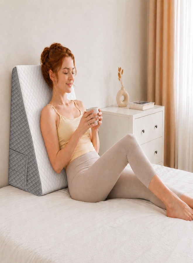 OAISZ Wedge Pillow for Sleep Apnea, 10 Inch Bed Wedge Pillow for Headboard, Pillow Wedge for Acid Reflux Relief, After Surgery, Sleeping, Back Pain Relief, Memory Foam Top, LightGrey - Image 2