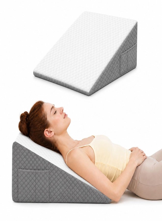 OAISZ Wedge Pillow for Sleep Apnea, 10 Inch Bed Wedge Pillow for Headboard, Pillow Wedge for Acid Reflux Relief, After Surgery, Sleeping, Back Pain Relief, Memory Foam Top, LightGrey - Image 1