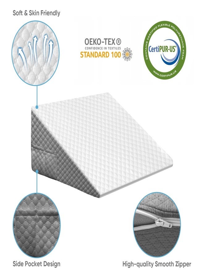 OAISZ Wedge Pillow for Sleep Apnea, 10 Inch Bed Wedge Pillow for Headboard, Pillow Wedge for Acid Reflux Relief, After Surgery, Sleeping, Back Pain Relief, Memory Foam Top, LightGrey - Image 5