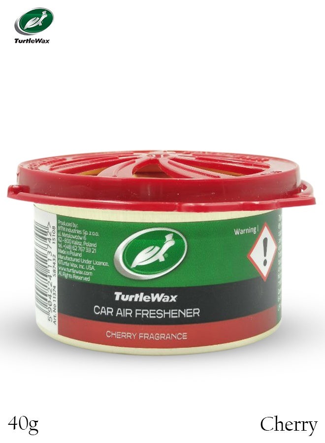 تيرتل واكس معطر جو للسيارات من Turtle Wax - برائحة الكرز (40 غرام) | جل عطري طويل الأمد للقضاء على الروائح الكريهة | مناسب لوضعه على لوحة القيادة أو في حامل الأكواب | معطر داخلي للسيارات، وسيارات الدفع الرباعي (SUV)، والشاحنات. - Image 1