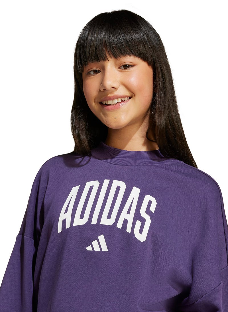 adidas هودي أساسي للموسم الدراسي بتصميم حروف جامعية للأطفال - Image 3