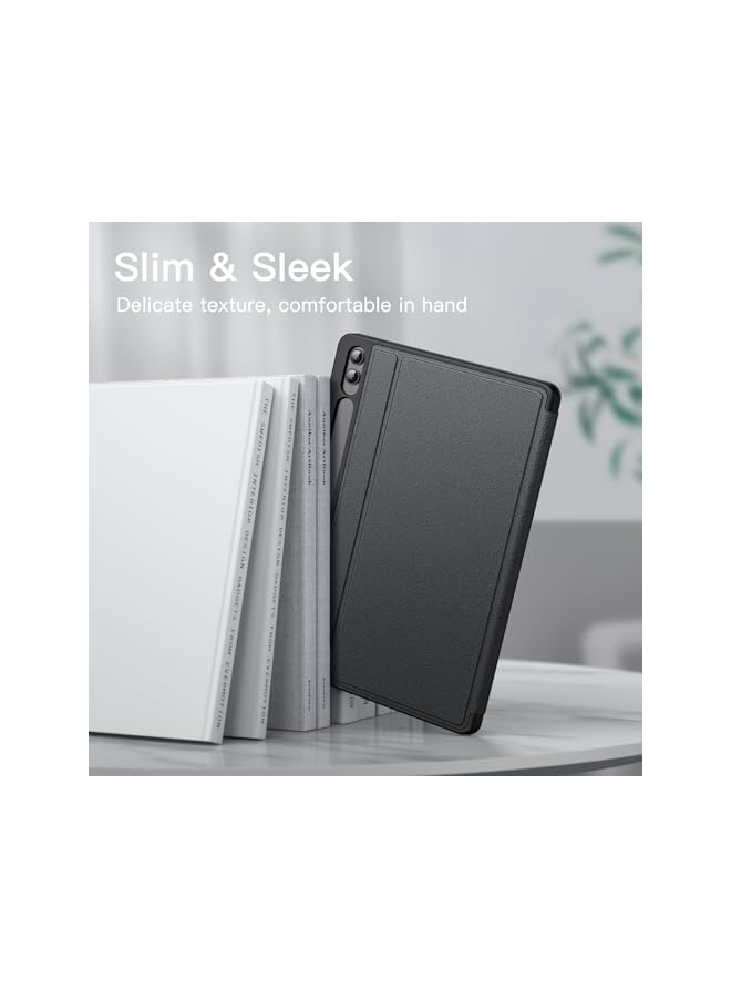 Jetech حافظة لجهاز سامسونج جالكسي تاب S9 Fe Plus S9 Fe Plus مقاس 12.4 بوصة مع حامل قلم S، غطاء واقٍ رفيع من البولي يوريثان مع حامل متعدد الزوايا، أسود - Image 4