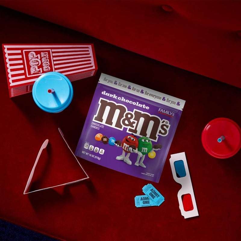 M&M'S Dark Chocolate Candy, Family Size 18 oz Resealable Bag - Image 5
