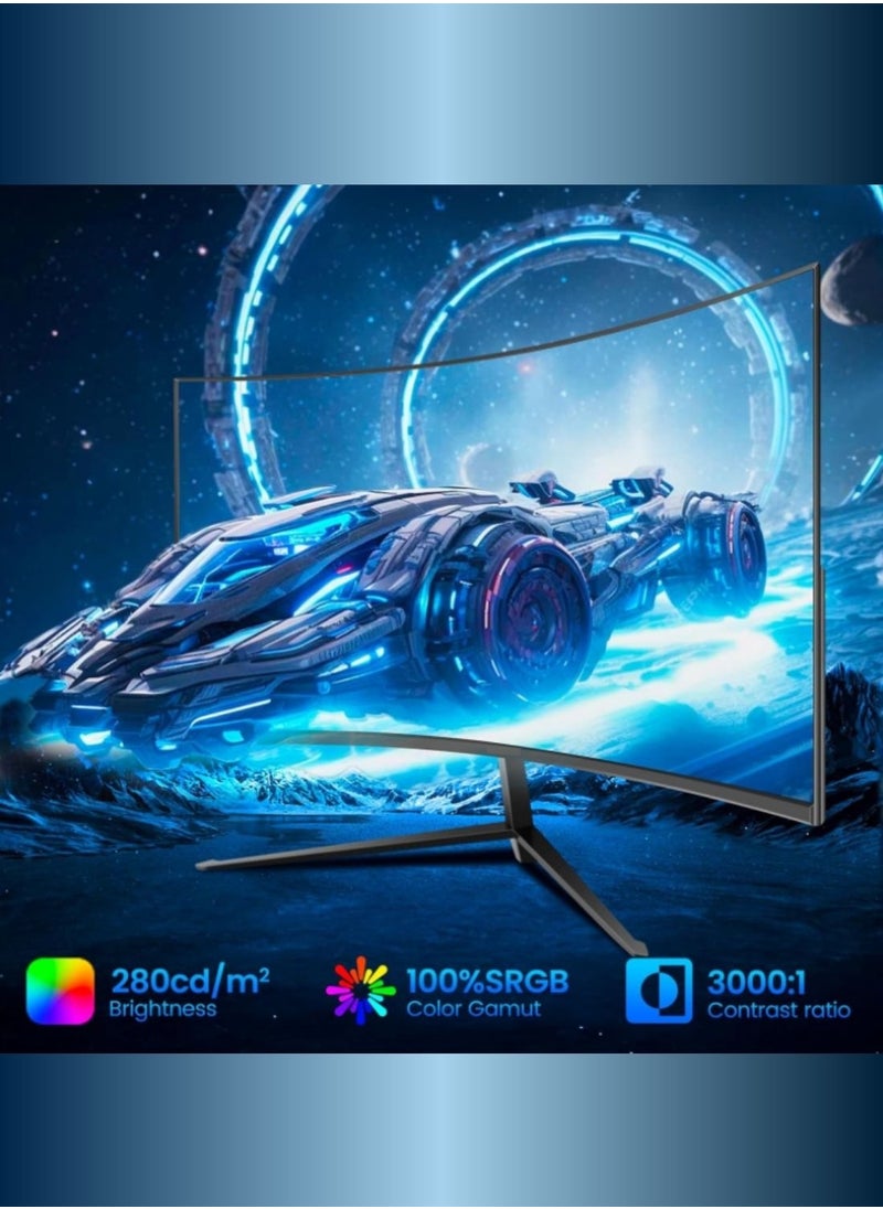 besrey  - 32 inch Curved Gaming Monitor, 16:9 QHD 2K 2560x1440 165Hz 1ms Frameless LED Gaming Monitor, AMD Freesync Premium Display Port HDMI/DP, Black - Image 1
