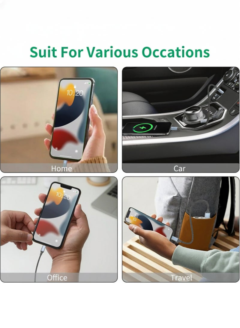 كابل شحن سريع للآيفون بطول 1 متر - كابل USB إلى Lightning مضفر من النايلون، متوافق مع آيفون 14/14 برو/14 بلس/14 برو ماكس، 13/12/11/XS/7/6S وiPad Pro - أسود - Image 4