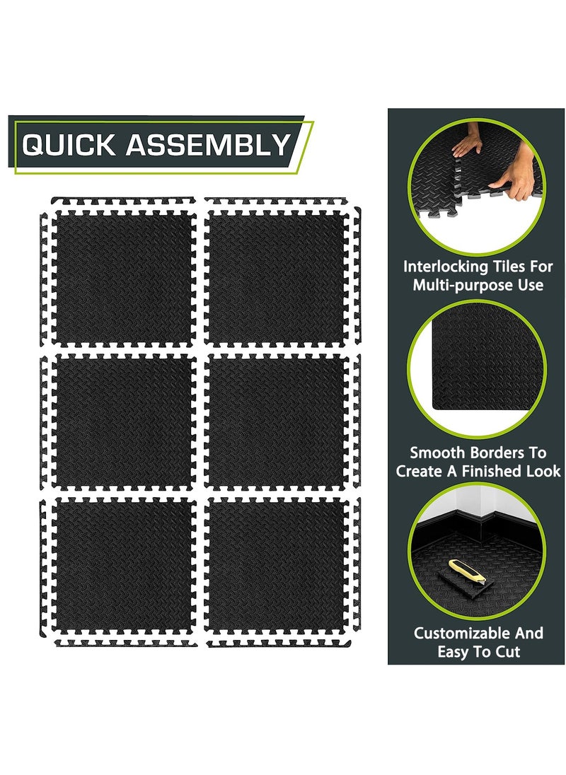 Arabest - 6 Pcs Puzzle Exercise Mat, Interlocking Foam Mats, Interlocking Floor Tiles for Gym Equipment 60x60 cm - Image 1
