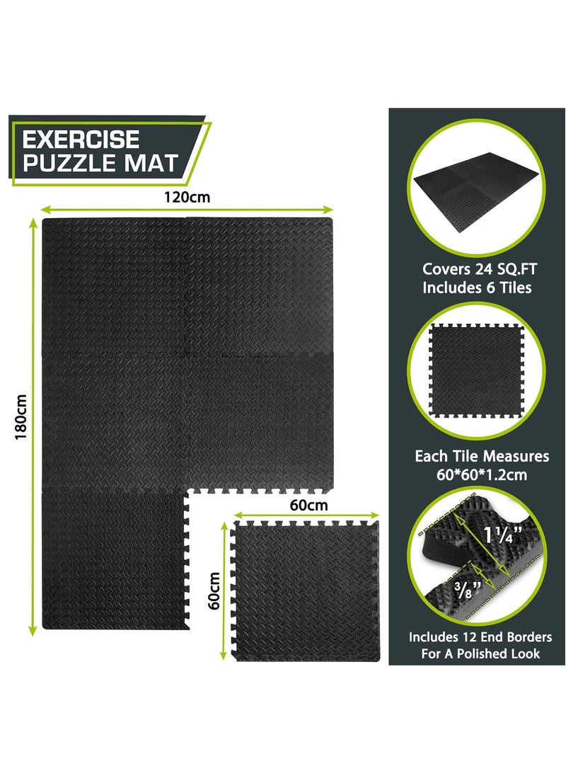 Arabest - 6 Pcs Puzzle Exercise Mat, Interlocking Foam Mats, Interlocking Floor Tiles for Gym Equipment 60x60 cm - Image 1